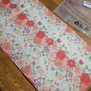 Floral Canvas Table Runner in Coral and Peach